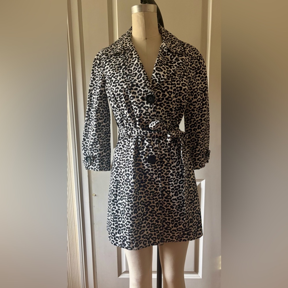 Forever 21 Black and White Leopard Pea Coat
